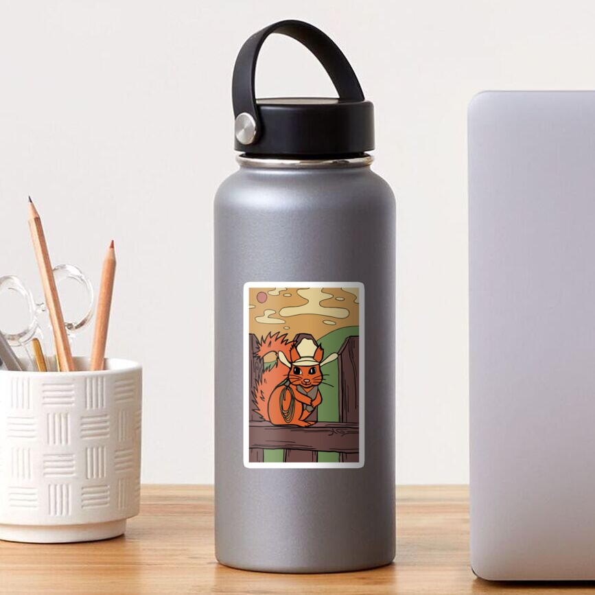 Yeehaw Cowboy Red Squirrel is Cute and Happy Sticker