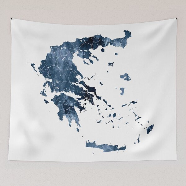 Item preview, Greece Map Watercolor Navy Blue by Zouzounio Art designed and sold by zouzounioart.