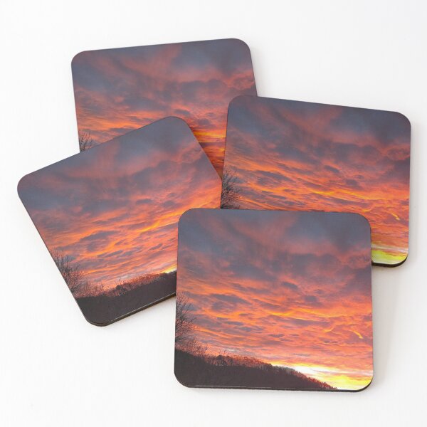 Item preview, Cloudy Pastel Sunrise with Immense Oranges and Yellows illuminating the Clouds in the Morning Sky designed and sold by PrettyLittlePic.