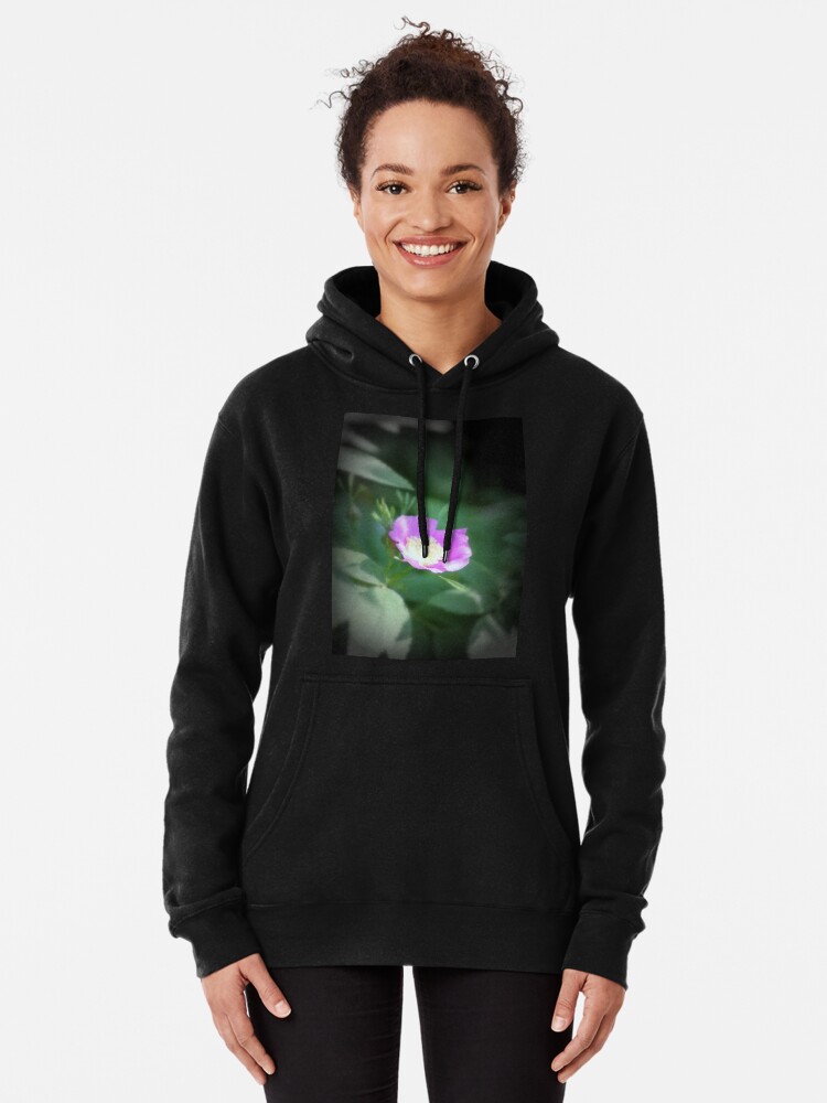 Alternate view of Old fashioned pink rose, near Trojan pond, Oregon Pullover Hoodie
