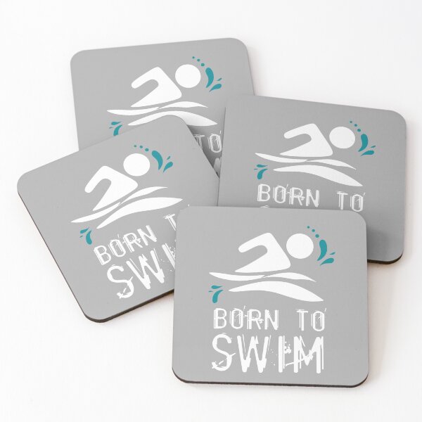 Item preview, Calling all wild open water swimming, winter bathers.  Born to swim, fun design for swimmer lovers. Soft grey designed and sold by Caroline Laursen.