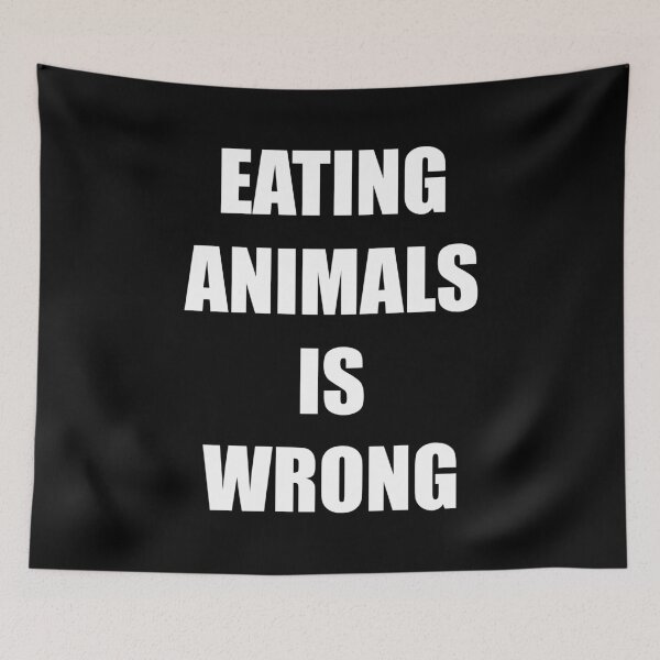 Item preview, Eating animals is wrong - For vegan and vegetarian friendly in plain bold impact text designed and sold by LookFrog.