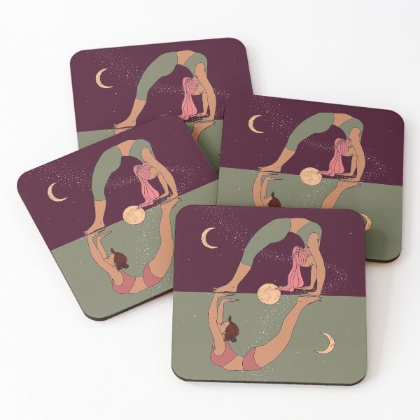 Item preview, Yoga Girls Wheel Pose Moon Phases designed and sold by sierratruong.
