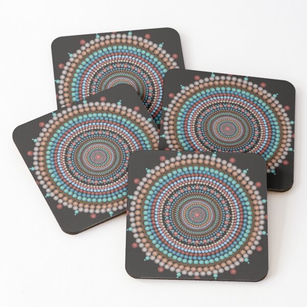 Item preview, Dot mandala design blue, orange and beige designed and sold by MandalaStone.