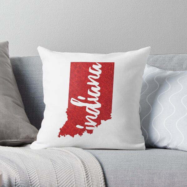 Indiana - red watercolor Throw Pillow