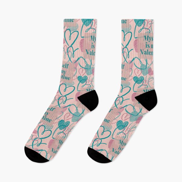Item preview, Myself is my Valentine - dirty pink and ocean green designed and sold by GoodVibesOcean.
