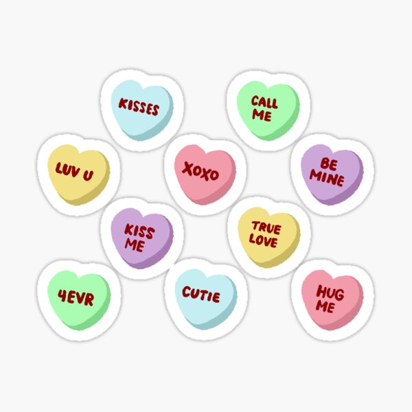 Meri Meri Love Stickers - Conversation Hearts (Single sheets