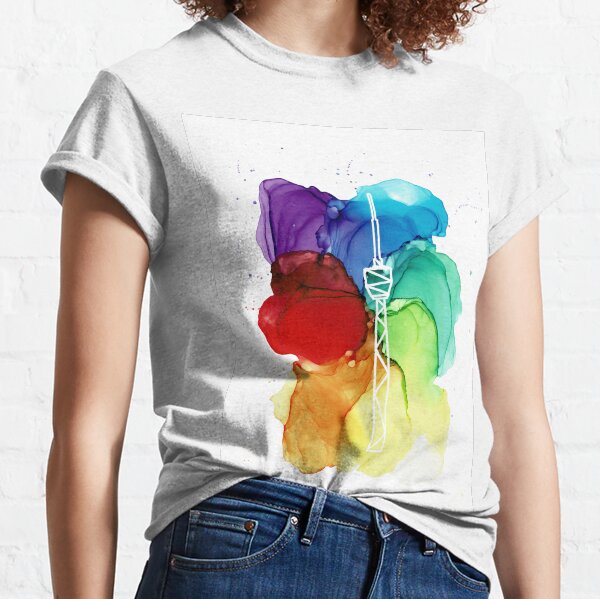 Alcohol ink Stuttgart TV tower colorful Classic T-Shirt