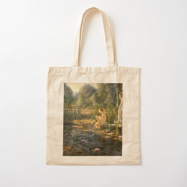 Painting Prints on Awesome Products,  artist - Helene Beland #water #nature #outdoors #tree group river relaxation flower lake Cotton Tote Bag