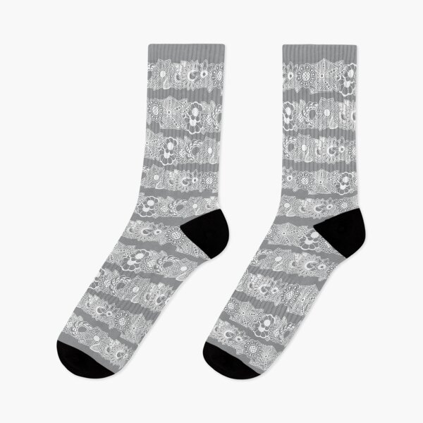 Item preview, Floral Stripes Design on Ultimate Gray Socks designed and sold by Pentanglement.