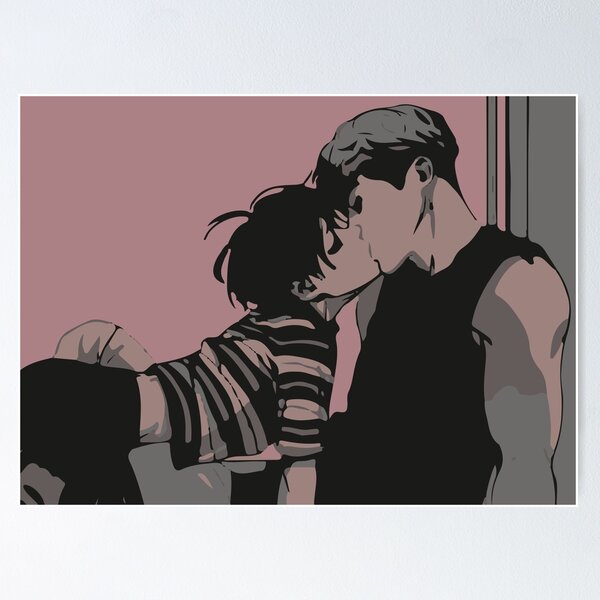 Cute anime couple kiss Art Board Print for Sale by SADDESTONE