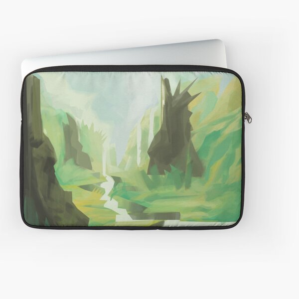 Dreamlike landscape with stone heads Laptop Sleeve