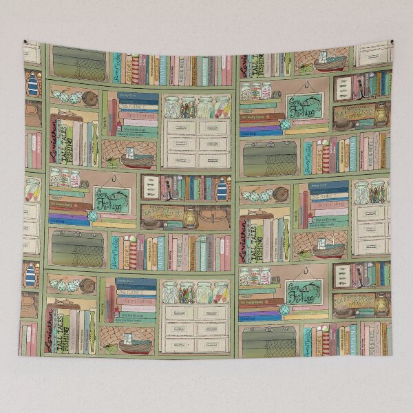 Item preview, Fishing Themed Boho Bear Book Shelf No. 5 designed and sold by Kristi Duggins.