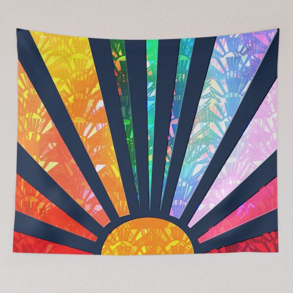 Item preview, Sparkle Shimmer Geometric Rainbow Sunshine Sunrise Boho Vintage Sunrays Rising Sun designed and sold by Timeforplay.