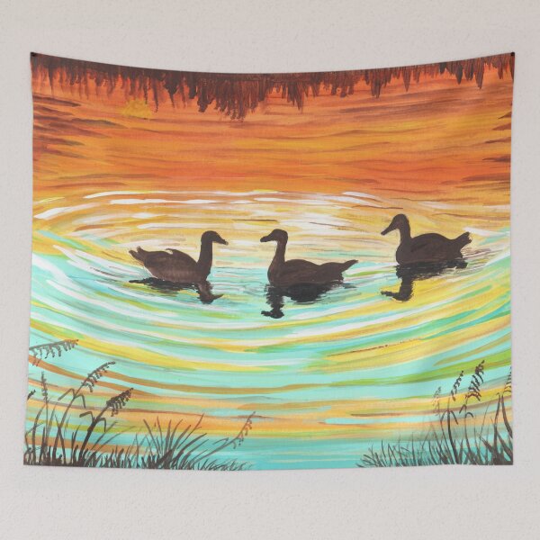 Item preview, Turquoise Serenity, swans on the lake designed and sold by Seaside Dreamer.