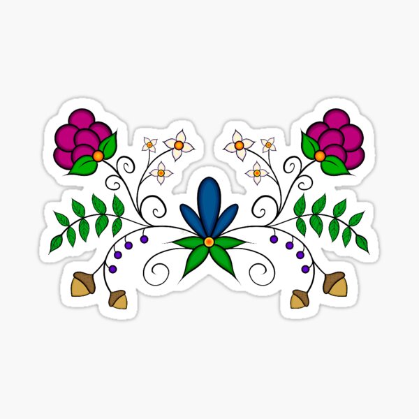 Native American Indigenous Ojibwe Floral Botanical Digital Illustration Sticker