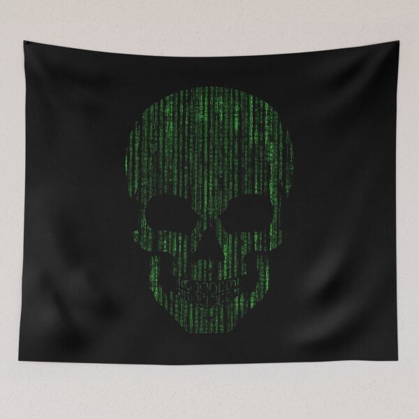 Item preview, Skull Head Matrix Green Binary Code Secret Password Pattern designed and sold by Shop signer.