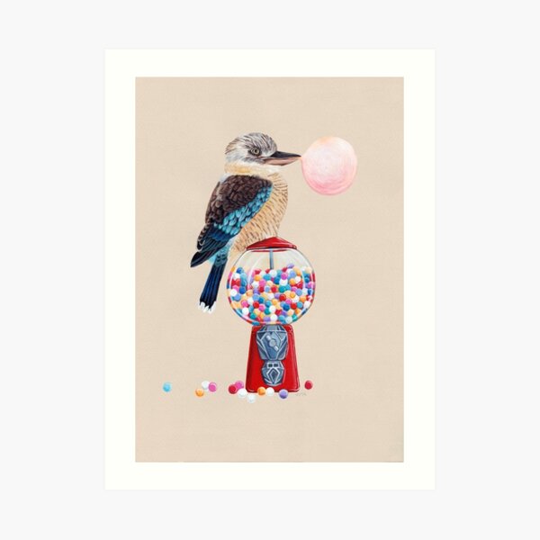 Bird gumball machine Kookaburra Art Print