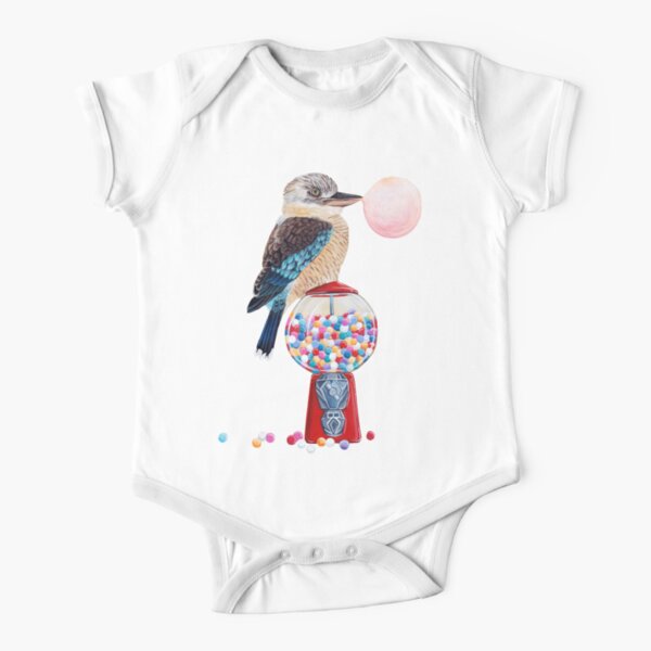 Bird gumball machine Kookaburra Short Sleeve Baby One-Piece