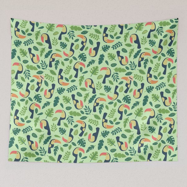 Item preview, Tropical toucan floral bird bright pattern designed and sold by TheWaterBirds.