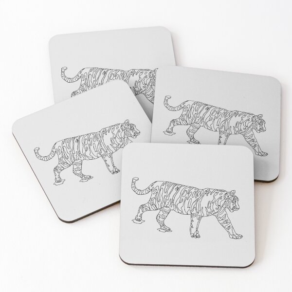 Item preview, wild bengal tiger line art pattern design designed and sold by The Red Shop.