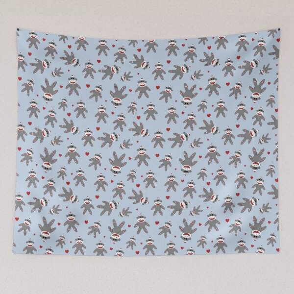 Item preview, Cute Sock Monkey Pattern On Blue designed and sold by Orchard Berry.