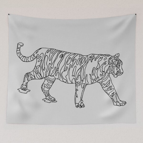 Item preview, wild bengal tiger line art pattern design  designed and sold by The Red Shop.