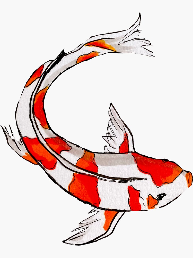 Thumbnail 3 of 3, Sticker, Cute koi fish illustration designed and sold by OonasArt.