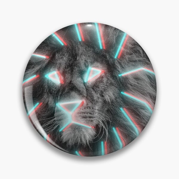 Item preview, 3D Neon King of the Jungle Lion Face Leo Zodiac Black and White Op Art designed and sold by hyproinc.