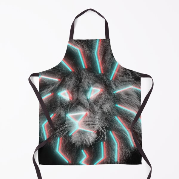 Item preview, 3D Neon King of the Jungle Lion Face Leo Zodiac Black and White Op Art designed and sold by hyproinc.