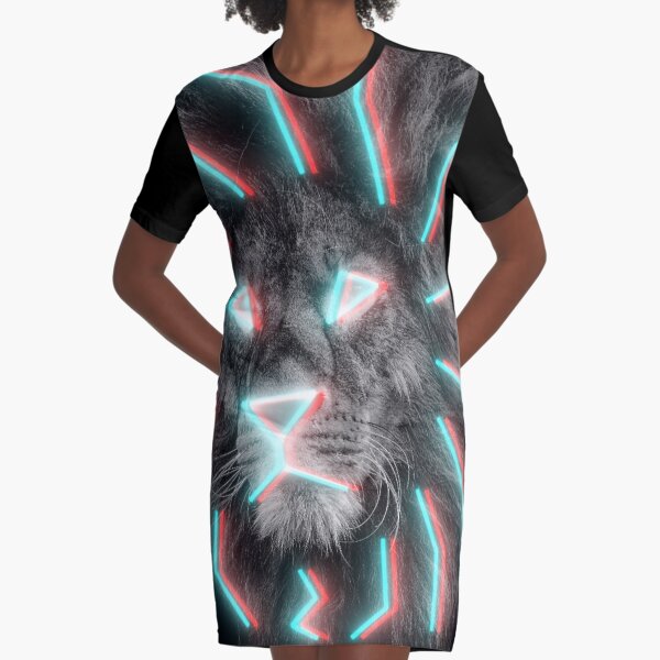 Item preview, 3D Neon King of the Jungle Lion Face Leo Zodiac Black and White Op Art designed and sold by hyproinc.