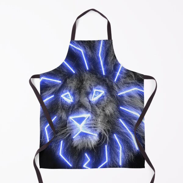 Item preview, Blue Neon King of the Jungle Lion Face Leo Zodiac Black and White Op Art designed and sold by hyproinc.