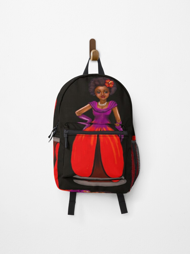 Princess Yasmin beautiful black girl with Afro hair brown eyes and dark brown skin. Hair love Backpack