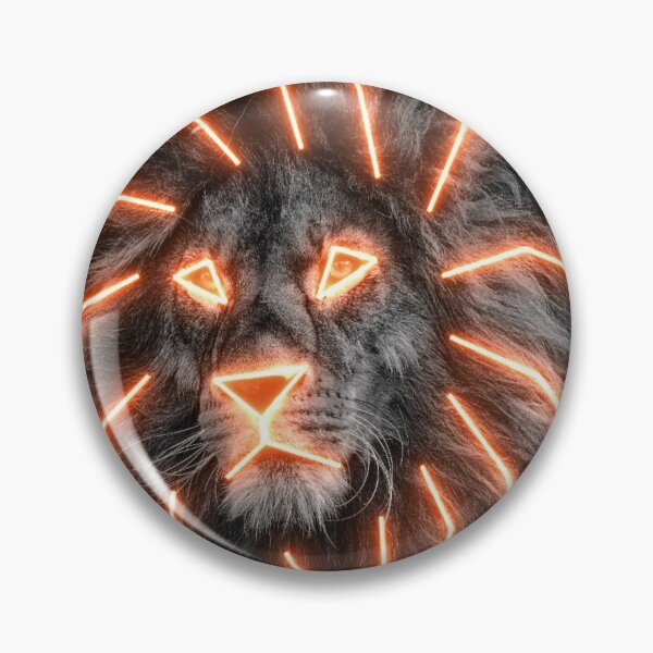 Item preview, Orange Neon King of the Jungle Lion Face Leo Zodiac Black and White Op Art designed and sold by hyproinc.