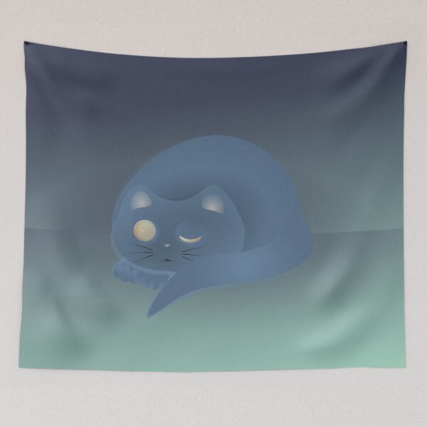 Item preview, moon cat blob blue green designed and sold by MiraNomegusta.