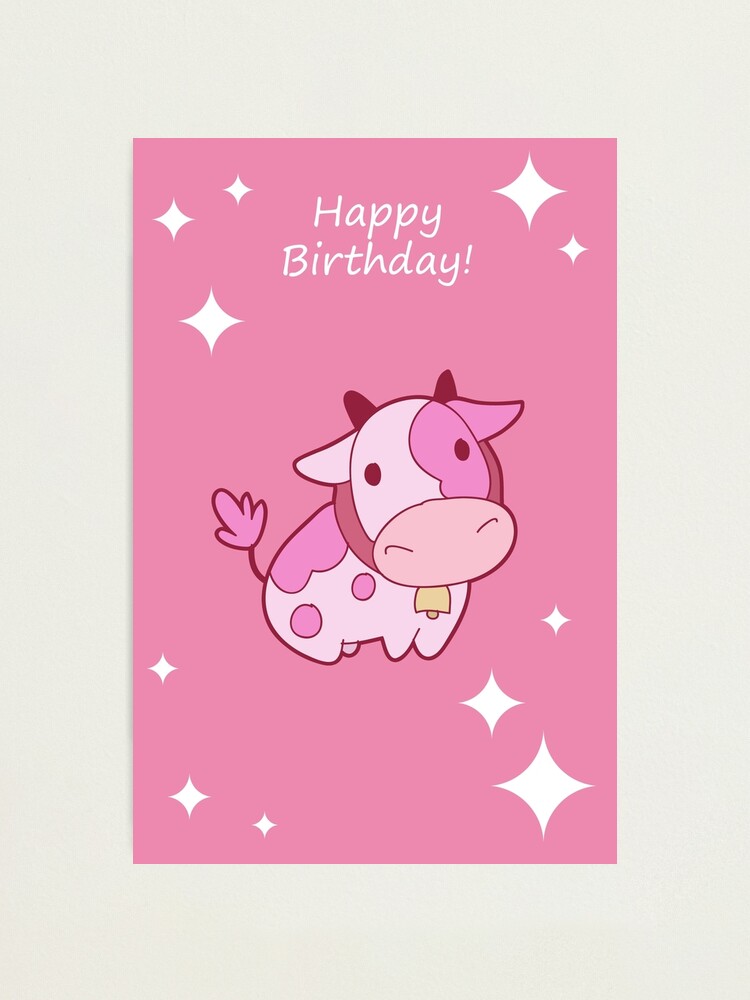 Impression Photo Joyeux Anniversaire Vache Rose Par Saradaboru Redbubble