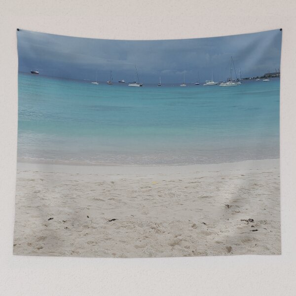 Item preview, Ocean view from shore with boats  designed and sold by Lisaarts.