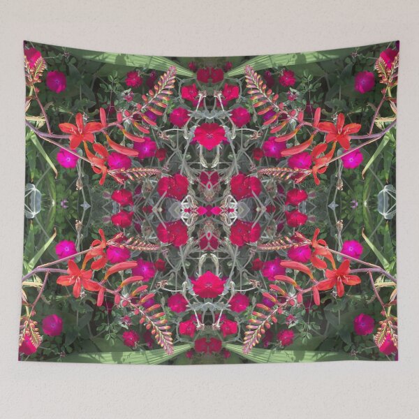 Item preview, Botanical, Divine - Pink,Red and Green Floral Fusion designed and sold by RoseAromas.