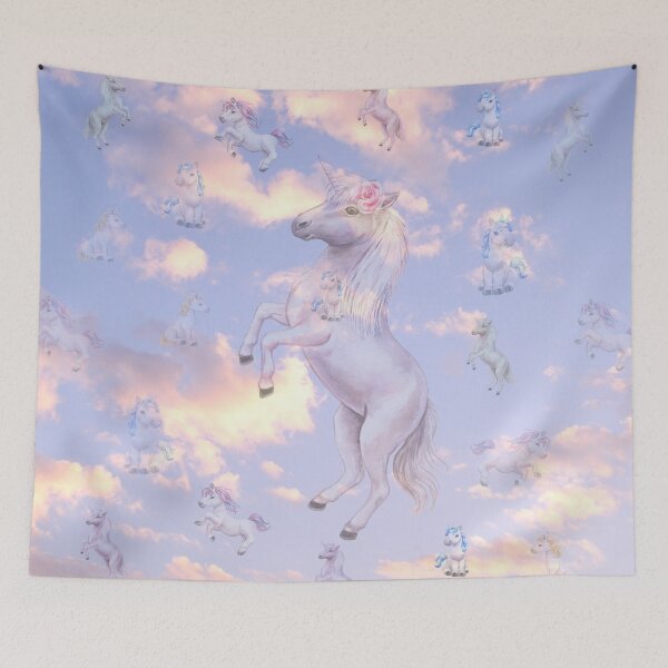 Item preview, blue skies white cloud unicorns designed and sold by whitedove457.