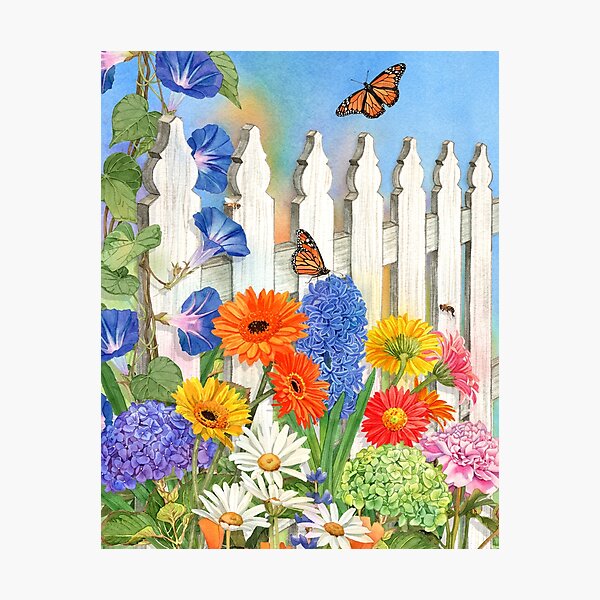 Item preview, Picket Fence and Flowers designed and sold by Lynnea Washburn.