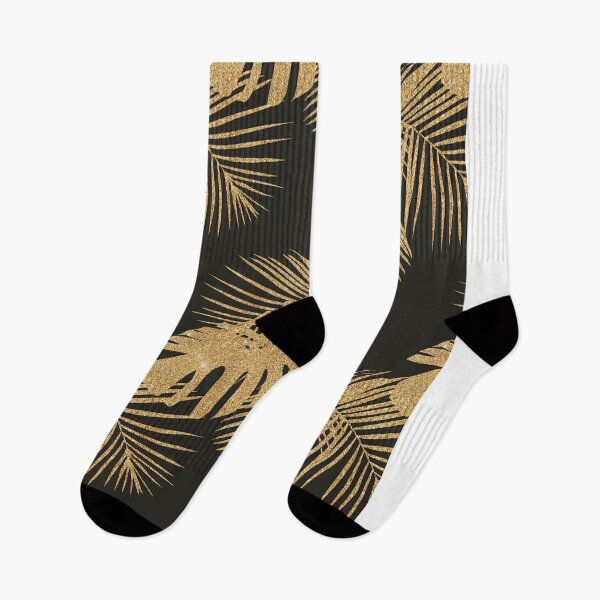 Item preview, Patterns - Gold Fern Leaves on a black background  designed and sold by TheKingdomAttic.