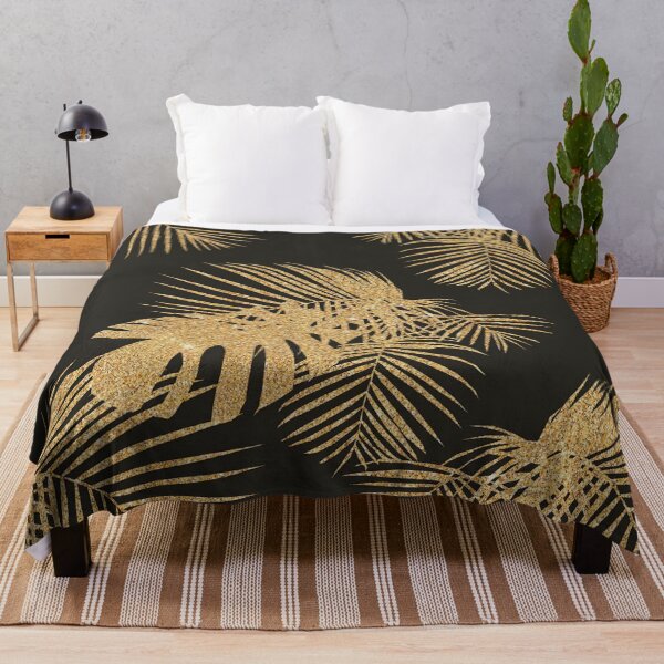 Item preview, Patterns - Gold Fern Leaves on a black background designed and sold by TheKingdomAttic.
