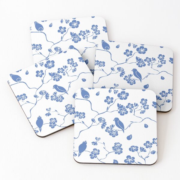 Item preview, Lovely Beautiful Blue Colored Pattern Flowers Tree And Birds  designed and sold by Tema EL.