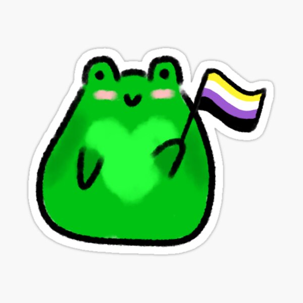 "Frog with Non-binary Flag" Sticker for Sale by vanillahoney | Redbubble