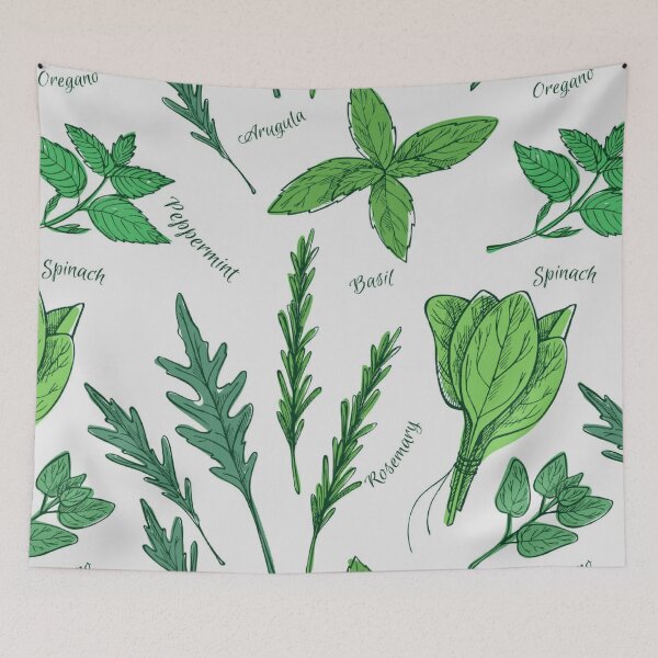 Item preview, Patterns - Green Herbs Leaves designed and sold by TheKingdomAttic.