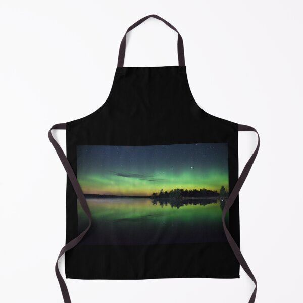 Item preview, green and yellow beautiful northern lights borealis reflected on water designed and sold by Joni77.
