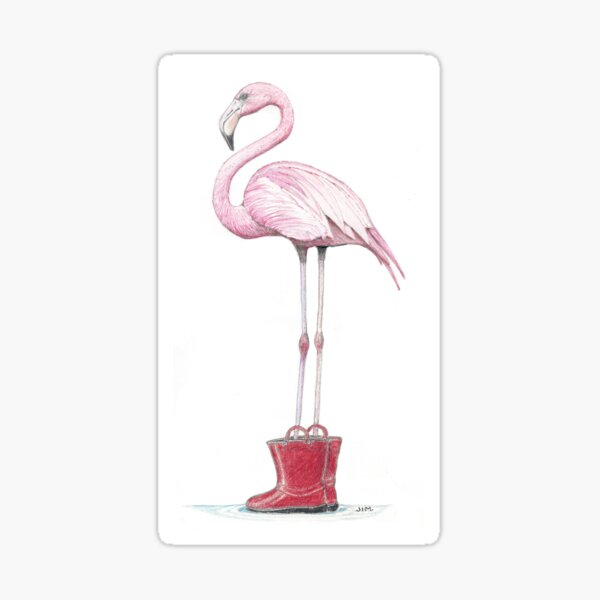 flamingo in red boots Sticker