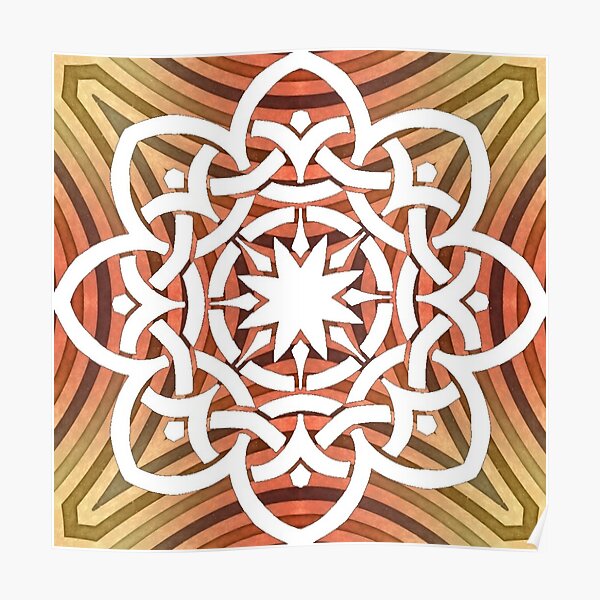 Póster «Mandala de nudo celta sagrado blanco sobre fondo verde» de  ShajenDesigns | Redbubble