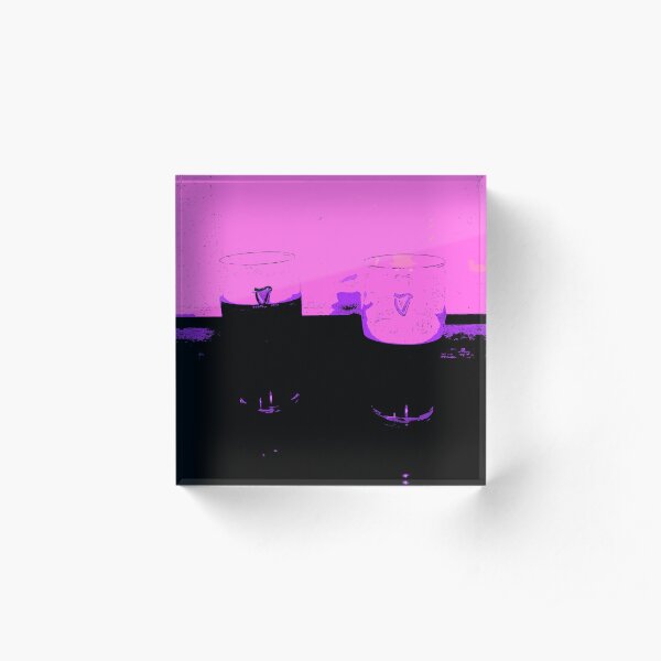 Two Pints of Stout - Pink Acrylic Block