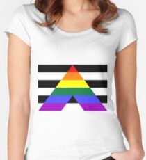 Gerade Verbündeter Stolz Flagge Tailliertes Rundhals-Shirt